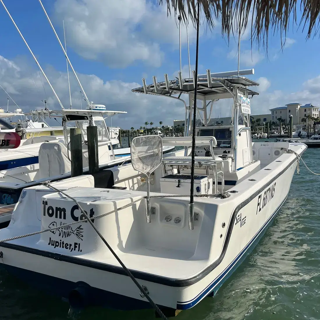 Tom Cat, a 34-foot Sea Vee center console, docked at Blowing Rocks Marina in Jupiter
