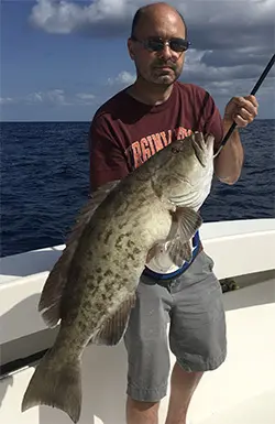 Angler holding a gag grouper
